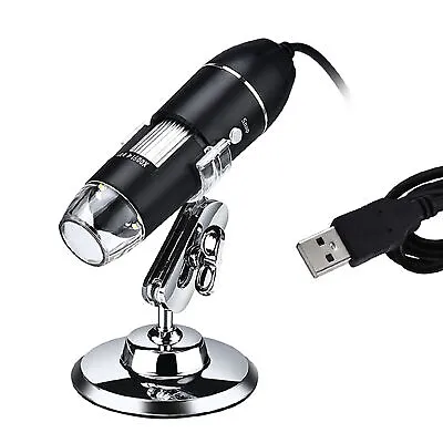 Buy USB Digital Microscope 1600X Magnification Camera 8 LEDs With Stand Z6T4 • 14.99$