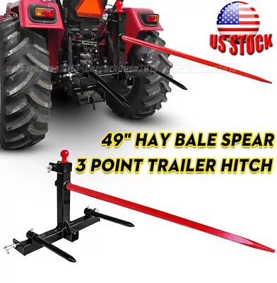 Buy 1 Tractors 3 Point Trailer Hitch Quick Attach Bale Spear + 49”  Hay Bale Spear • 269.99$