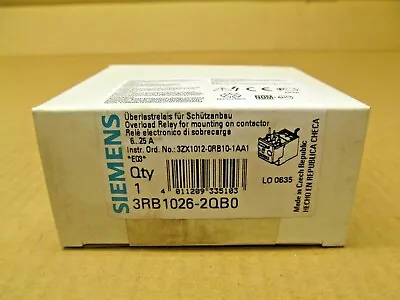 Buy 1 New Siemens 3rb1026-2qb0 Overload Relay 6-25 Amp Solid State (30+ Available) • 34.65$