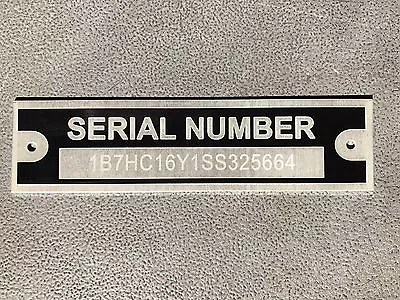 Buy Serial Number Tag Plate Custom Engraved Cargo Utility Flatbed Landscape Trailer • 19.99$