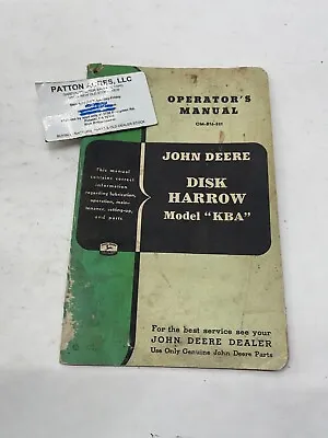 Buy Operators Manual For John Deere Disk Harrow Model  KBA  • 18$
