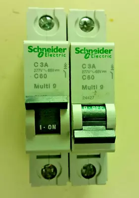 Buy Lot Of 2 Schneider Electric 3 Amp AC / DC DIN Rail Mountable Circuit Breakers • 29.22$