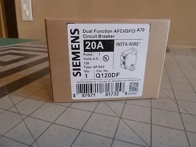 Buy ONE (1) Siemens Q120DF Dual-Function 20A AFCI/GFCI Plug-On Circuit Breaker - NEW • 39.95$