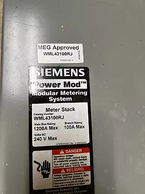Buy Siemens 4-Gang Meter Stack WML43100RJ Lever Bypass  Bus 1200a Branch 100A • 6,500$
