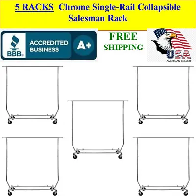 Buy 5 RACKS Chrome Single-Rail Collapsible Salesman, Show, Clothing Rack • 534.75$