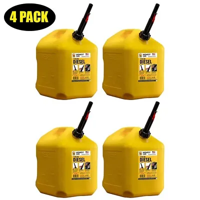 Buy Midwest Can 8610 5 Gallon Diesel Can Quick Flow Portable Fuel Container - 4 Pack • 84.99$
