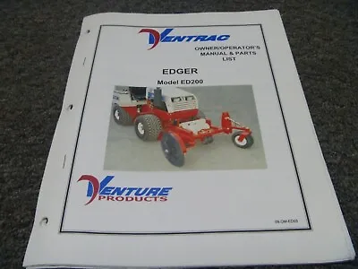 Buy Ventrac ED200 Edger Parts Catalog & Owner Operator Manual OM-ED03 • 104.30$
