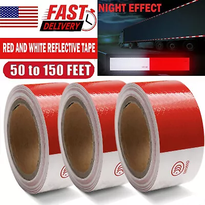 Buy Reflective Trailer Tape Red White Truck Warning Tape Conspicuity Sign Safety Car • 9.77$