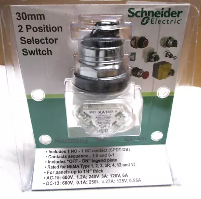 Buy Schneider Electric 30mm 2 Position Selector Switch / 9001as1 • 89.99$