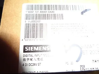 Buy 5 Siemens Simatic S7 ET 200S 6ES7 131-4BD01-0AA0 Digital Input Module NEW SEALED • 69.87$
