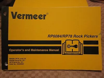 Buy Vermeer Rp6084 & Rp78 Farm Field Rock Pickers Operators & Maintenance Manual • 35$