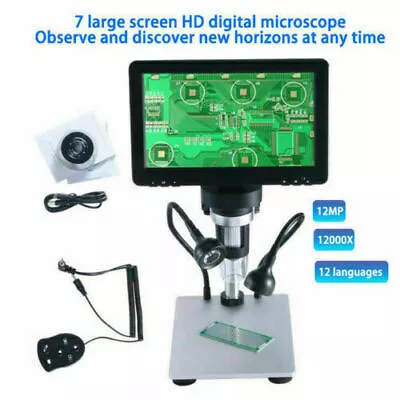 Buy 7” LCD 1080P Digital Microscope 1200X Video Magnification Camera & Remote • 101.99$