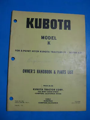 Buy Kubota Mower   OWNER'S   Manual & Parts    K • 49.95$
