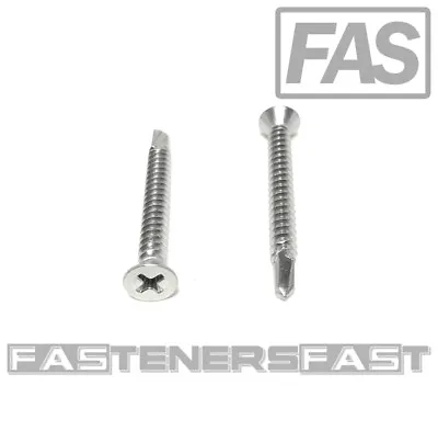 Buy (50) 10x1 3/4 Stainless Steel Phillips Flat Head Self Drilling Tapping TEK Screw • 14.61$