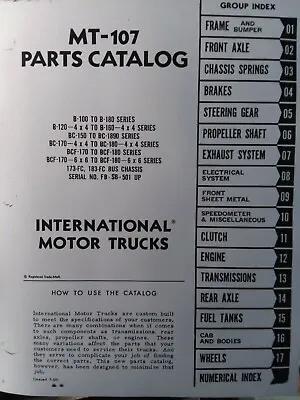 Buy International IH B-100 To B-180 Truck Parts Catalog Manual 4X4 6X6 BC BCF MT-107 • 654.46$