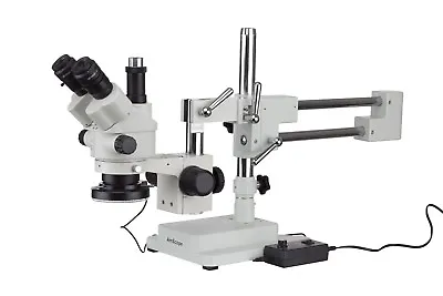 Buy AmScope 3.5X-90X Simul-Focal Stereo Zoom Microscope On Boom Stand + LED Ring Lig • 644.99$