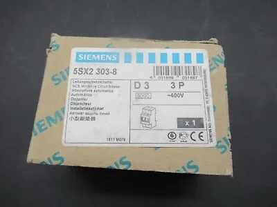 Buy SIEMENS 5SX2 303-8 3 Pole 400 VAC D 3 Miniature Circuit Breaker 5SX23038 NEW • 49.99$
