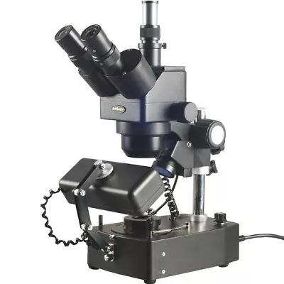 Buy AmScope 10X-60X Jewelry Gem Stereo Microscope W 3 Lights, Trinocular Camera Port • 738.99$