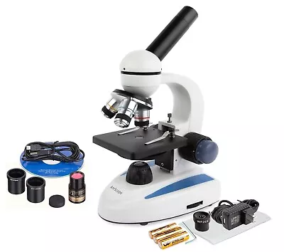 Buy Amscope 40X-1000X Student Science Microscope +5MP Digital Eyepiece Camera • 196.99$