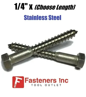 Buy 1/4  Stainless Steel Lag Screws Hex Head Lag Bolts - Select Length & Pkg Qty • 15.98$