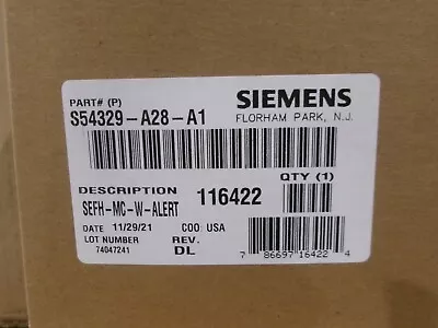 Buy New Siemens S54329-A28-A1 SEFH-MC-W-ALERT White Wall Mount Speaker Strobe • 39$