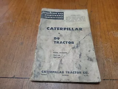Buy VINTAGE Caterpillar D9 Operation & Maintenance Instructions 18a1-up 19a1-up • 13.49$