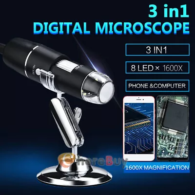 Buy USB Digital Microscope, 50x-1600x Magnification Handheld, Portable Microscope US • 25.29$