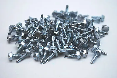 Buy LOT 100 HEX SELF SD6X12 TAPPING SCREWS # 6 X 12 Mm Washer 1/4  Head FOR METAL • 12.99$