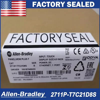Buy 2023 New Allen Bradley 2711P-T7C21D8S SER B HMI Panelview Plus 7 Terminal • 1,191$