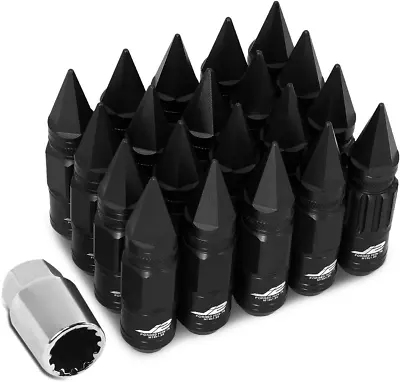 Buy 7075 Aluminum Black M12 X 1.5 16Pcs L: 80Mm Spiky Cap Lug Nut W/4Pcs Lock+Key • 81.99$