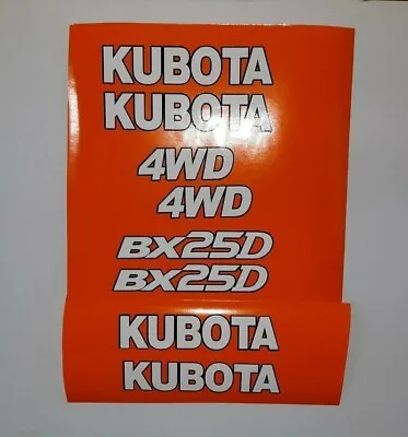 Buy Kubota BX 25 D Decals Backhoe Tractor Decal Kit  -  White With Black Outline • 79.99$