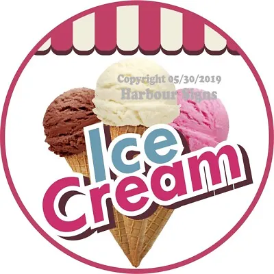 Buy Ice Cream DECAL (Choose Your Size) Concession Food Truck Vinyl Circle Sticker • 12.99$