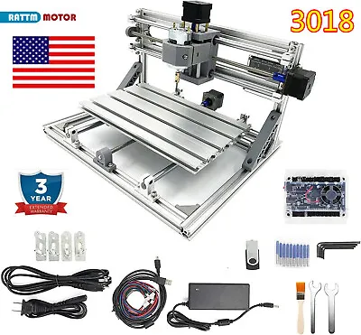 Buy 【US】CNC 3018 Router Laser Machine PWM Spindle Wood PCB Milling Engraving Cutting • 135$