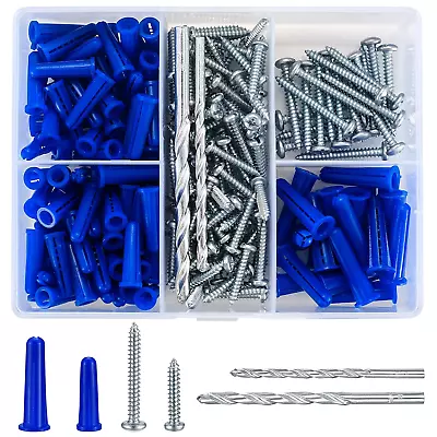 Buy 208 Pcs Wall Anchors And Screws For Drywall, Conical Concrete Wall Anchors And S • 12.69$