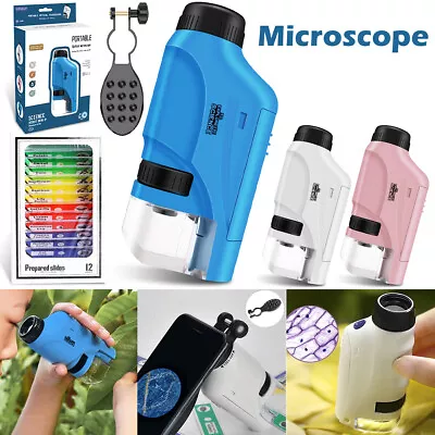 Buy 60-120x Electric Mini Pocket Microscope With LED Light Children HahQD • 17.29$
