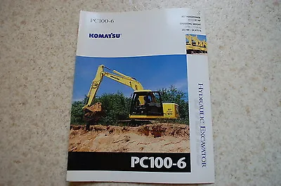 Buy KOMATSU PC100-6 Excavator Crawler Trackhoe Dealer Sales Brochure Catalog Vintage • 15$
