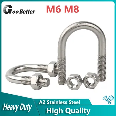 Buy U Bolts With Nuts M6 M8 A2 Stainless For Boat And Live Stock Trailers U Shaped • 1.87$