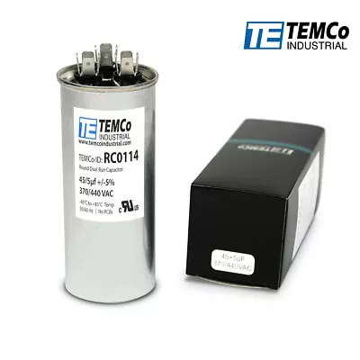 Buy TEMCo 45+5 Uf/MFD 370-440 VAC Volts Round Dual Run Capacitor 50/60 Hz -Lot-1 • 14.95$