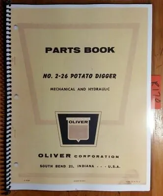 Buy Oliver 2-26 Potato Digger Mechanical & Hydraulic Parts Book Catalog Manual  • 15.99$