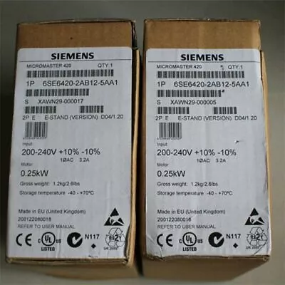 Buy New Siemens MICROMASTER420 Without Filter 6SE6420-2AB12-5AA1 6SE6 420-2AB12-5AA1 • 392.42$