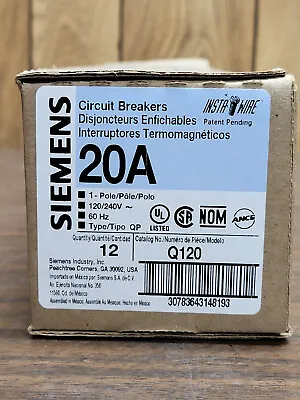 Buy Siemens Q120 1 Pole 20 Amp Type Qp Circuit Breaker 120/240v  Lot Of 12 • 75$