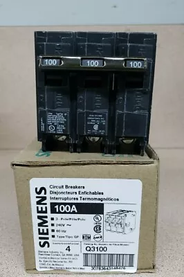 Buy 1) New! Siemens Q3100 3 Pole 100 A Circuit Breaker • 91.35$