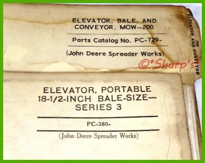 Buy John Deere Hay Elevator Parts Catalogs * PC729 And PC 380 * Genuine Originals *  • 24.94$