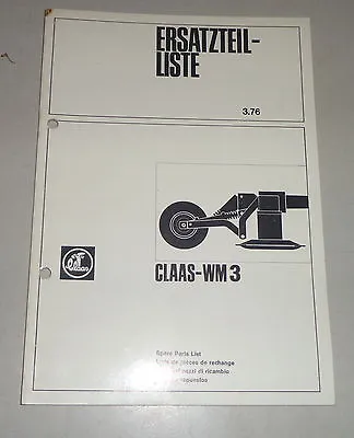 Buy Parts Catalog/Spare Parts List Claas Mower World Cup 3 - Stand 03/1976 • 21.45$