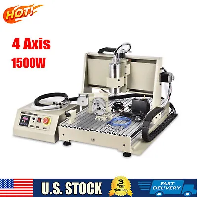 Buy 4 Axis 6040-CNC Router Engraving Engraver Milling Driiling Machine USB VFD 1500W • 1,199$