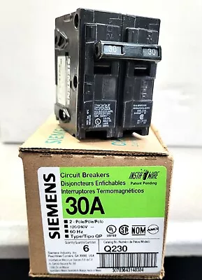 Buy Q230, Two Boxes Of 6 (totally 12 Breakers),30A, 2 Pole, 120/240~, SIEMENS • 140$