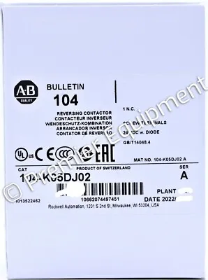 Buy New 2022 Allen Bradley 104-k05dj02 Reversing Contactor 24 (17...30)v Dc Diode • 225$