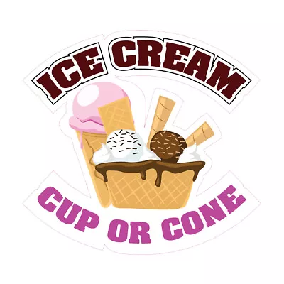 Buy Food Truck Decals Ice Cream Cup Or Cone Retail Concession Concession Sign Pink • 11.99$