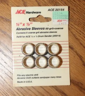 Buy ACE Hardware 1/2  X 1/2  Drum Sander 50 Grit-coarse Sleeves Pkg Of 6 #20154 NOS • 2$