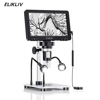 Buy Elikliv 1200X Digital Microscope With Screen HD Camera  7  LCD Coin Magnifier  • 69.99$